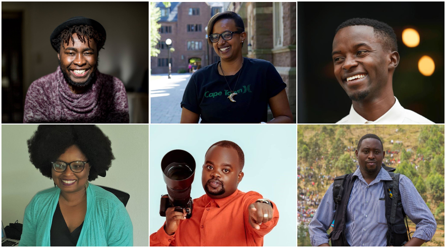 Clockwise: Photographers Jacques Nkinzinabo, Tracy Keza, Gadi Habumugisha, Cyril Ndengeya, Plaisir Muzogeye, and Alice Kayibanda. 
