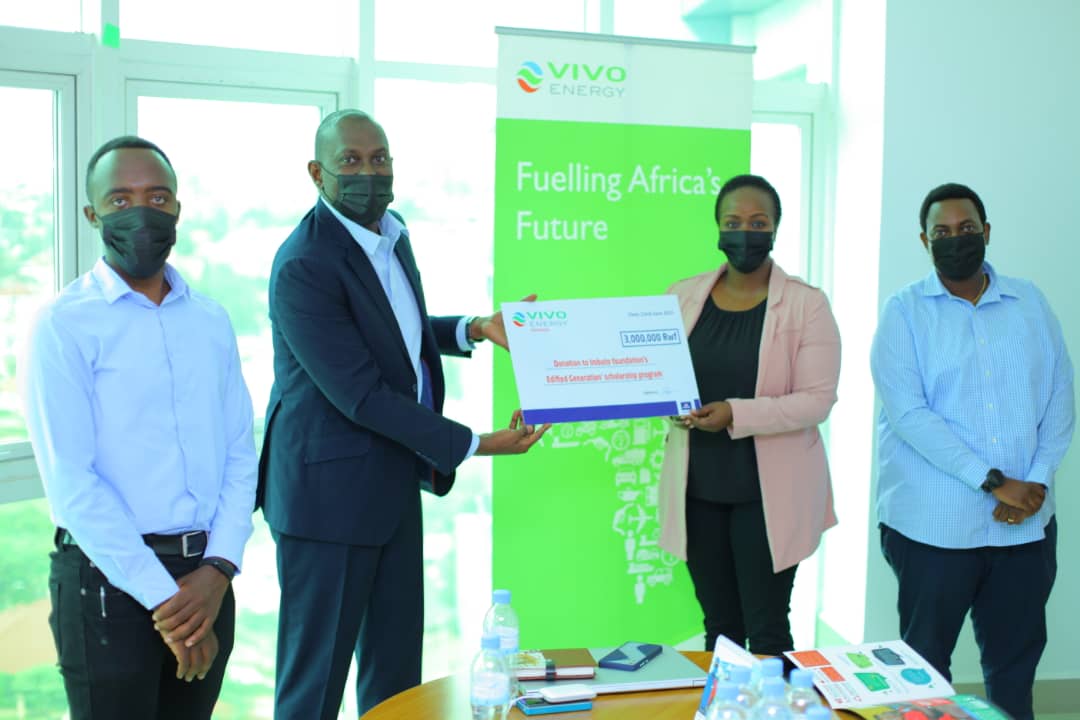 Vivo Energy Rwanda hands over an annual contribution to Imbuto Foundation to sponsor 10 brilliant secondary school students from vulnerable families.