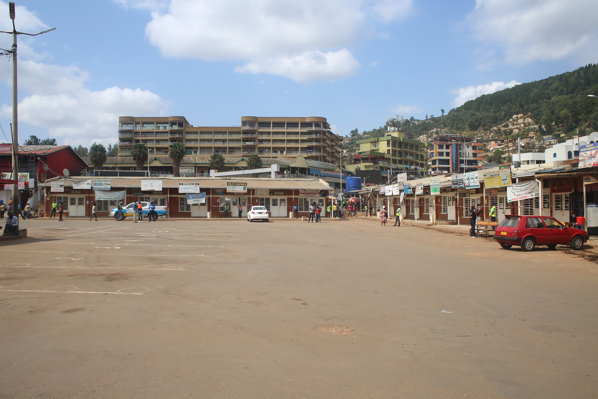 A deserted Nyabugogo taxi park on the first day of new Covid-19 regulations. 