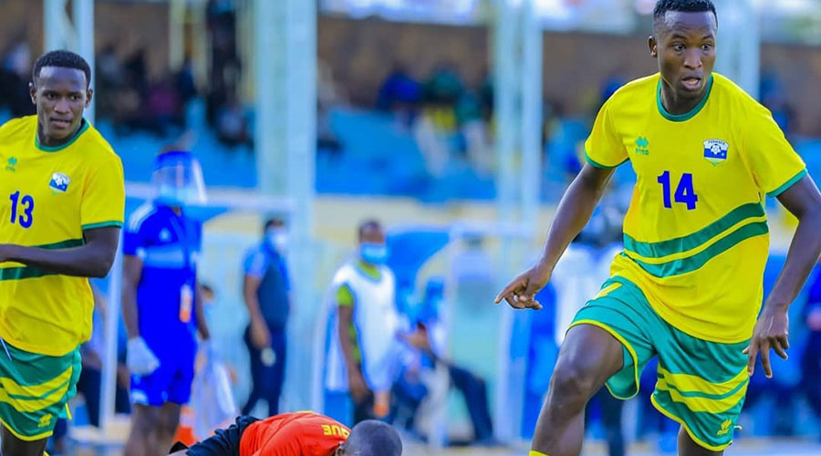 Amavubi Striker Lague Byiringiro (right) is among players that were summoned in the provisional squad that started training on Sunday. 