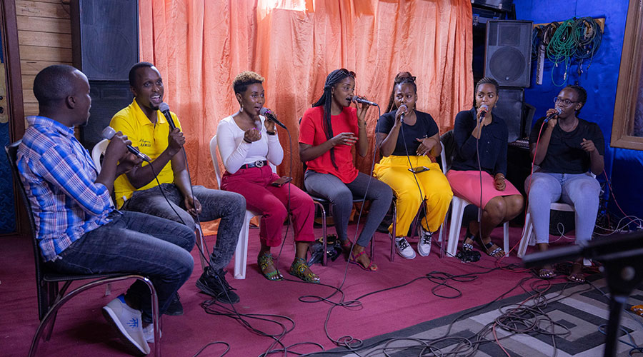 Rising gospel band John 316 during rehearsals. 