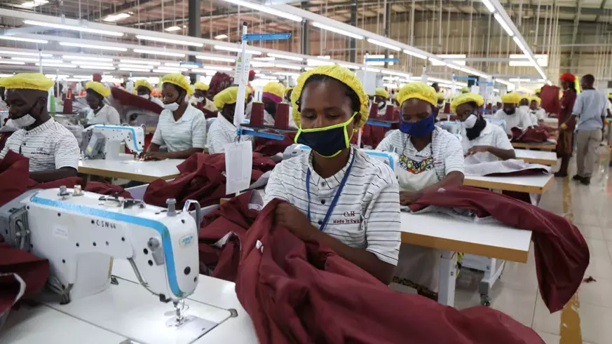 Workers at one of garment factories at Kigali Special Economic Zone. / Photo: Craish Bahizi.