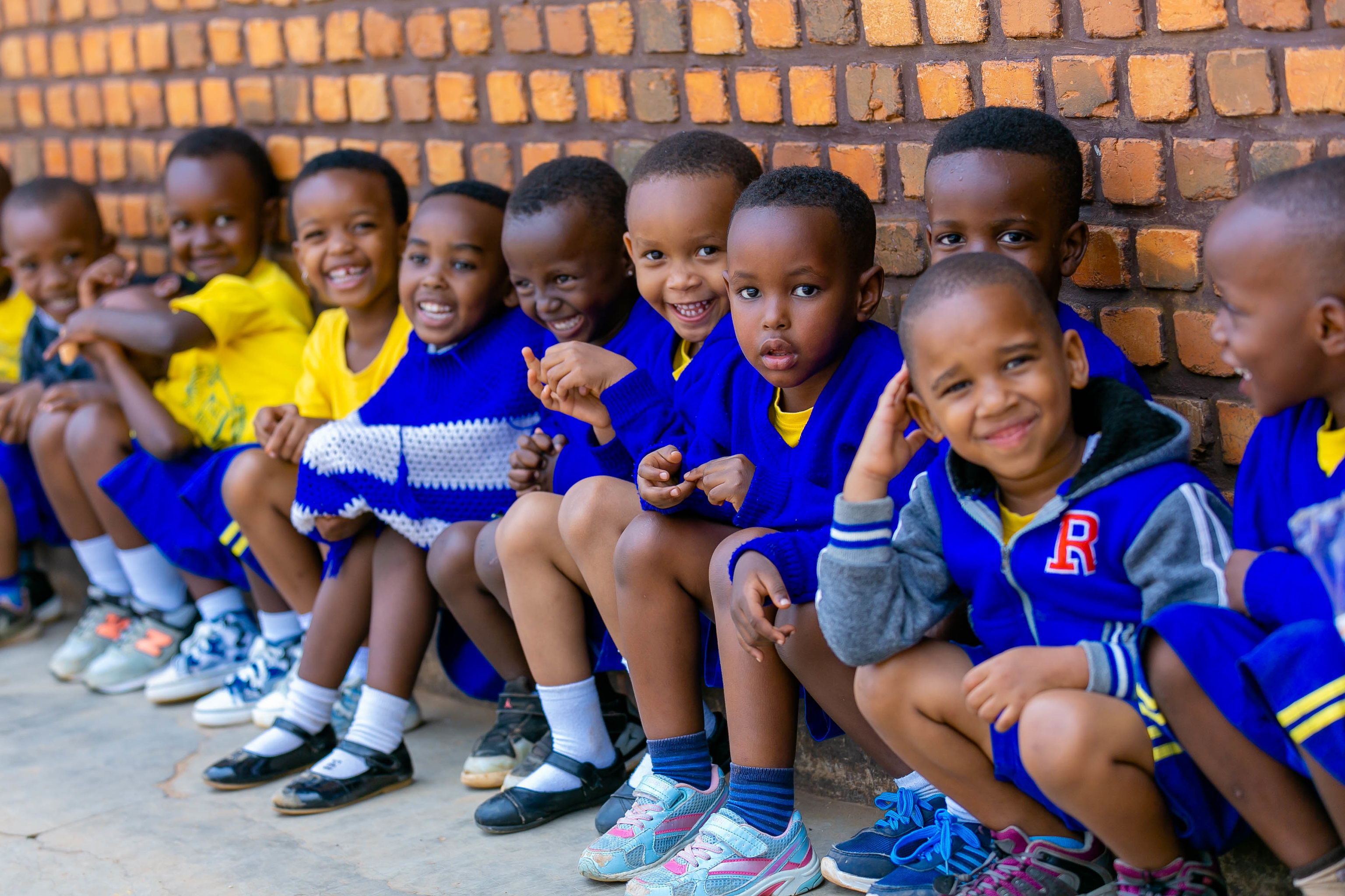 Children outside the class at Groupe Scolaire Camp Kigali. 