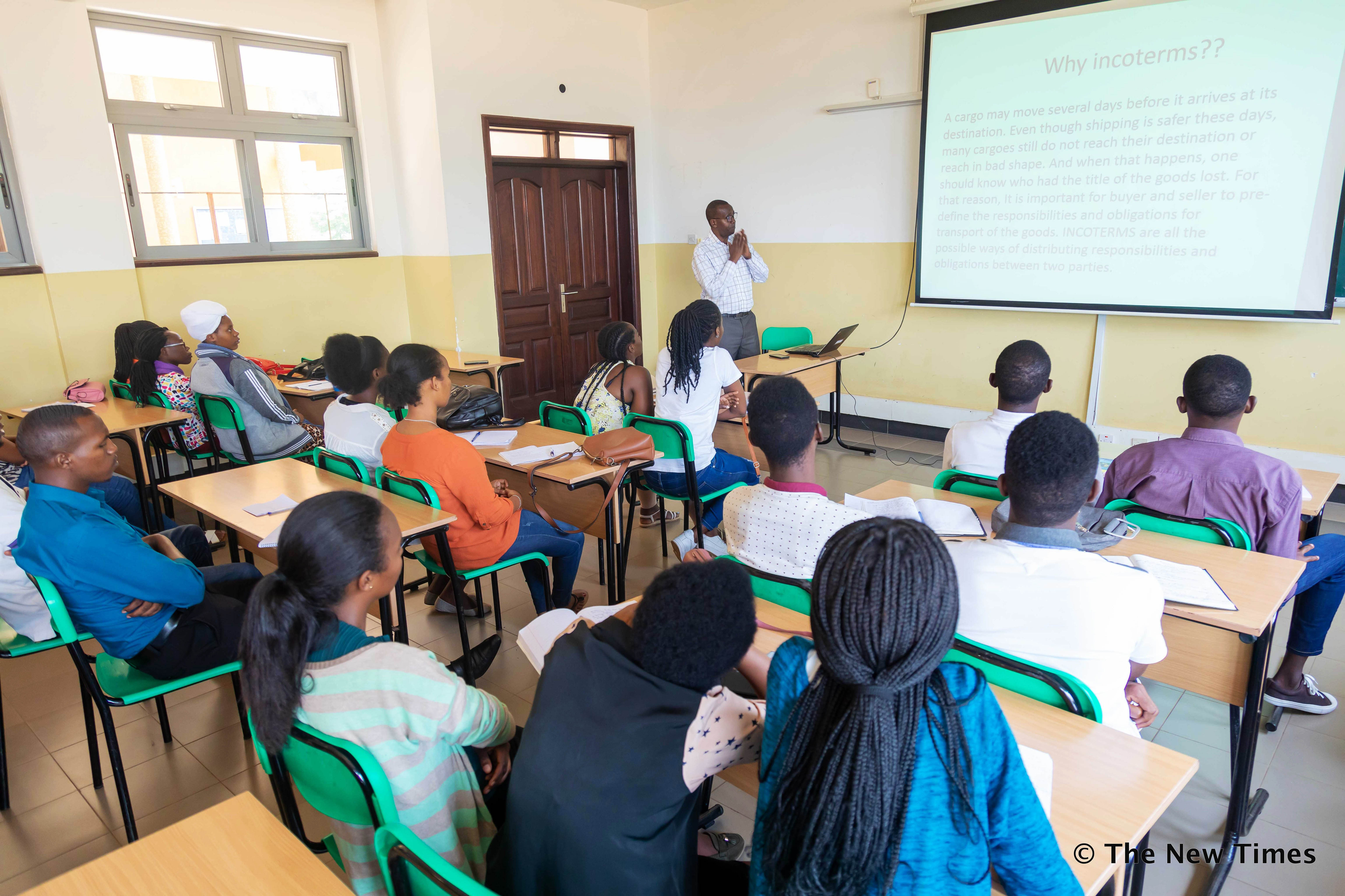 University of Rwanda students during a class at Gikondo campus in 2019. 