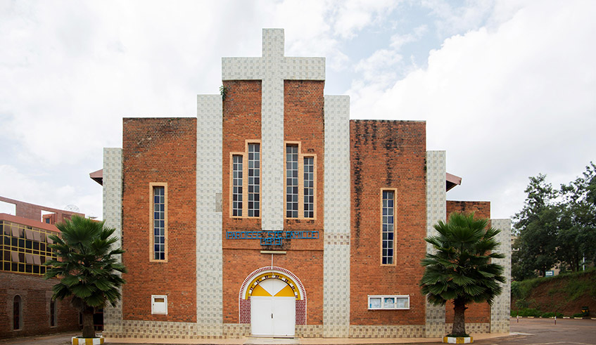 A view of Saint Famille catholic church during the lockdown in April 2020 . / Dan Nsengiyumva