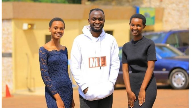 Music duo Vestine and Dorcas with their promoter Irene Murindahabi. / Courtesy photo