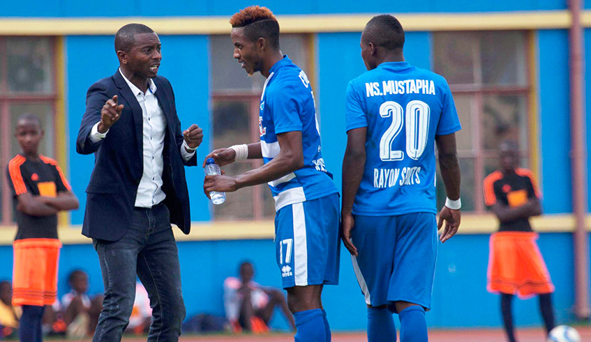 Djuma Masudi Irambona gives instructions to Rayon Sports players during his first stint at the club in 2017. The Blues have tapped him to coach the club next season. / Sam Ngendahimana.