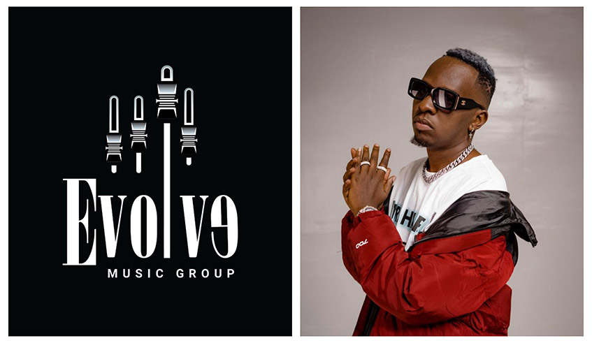 Gabiro Guitar (right) and his music label. / Courtesy photos