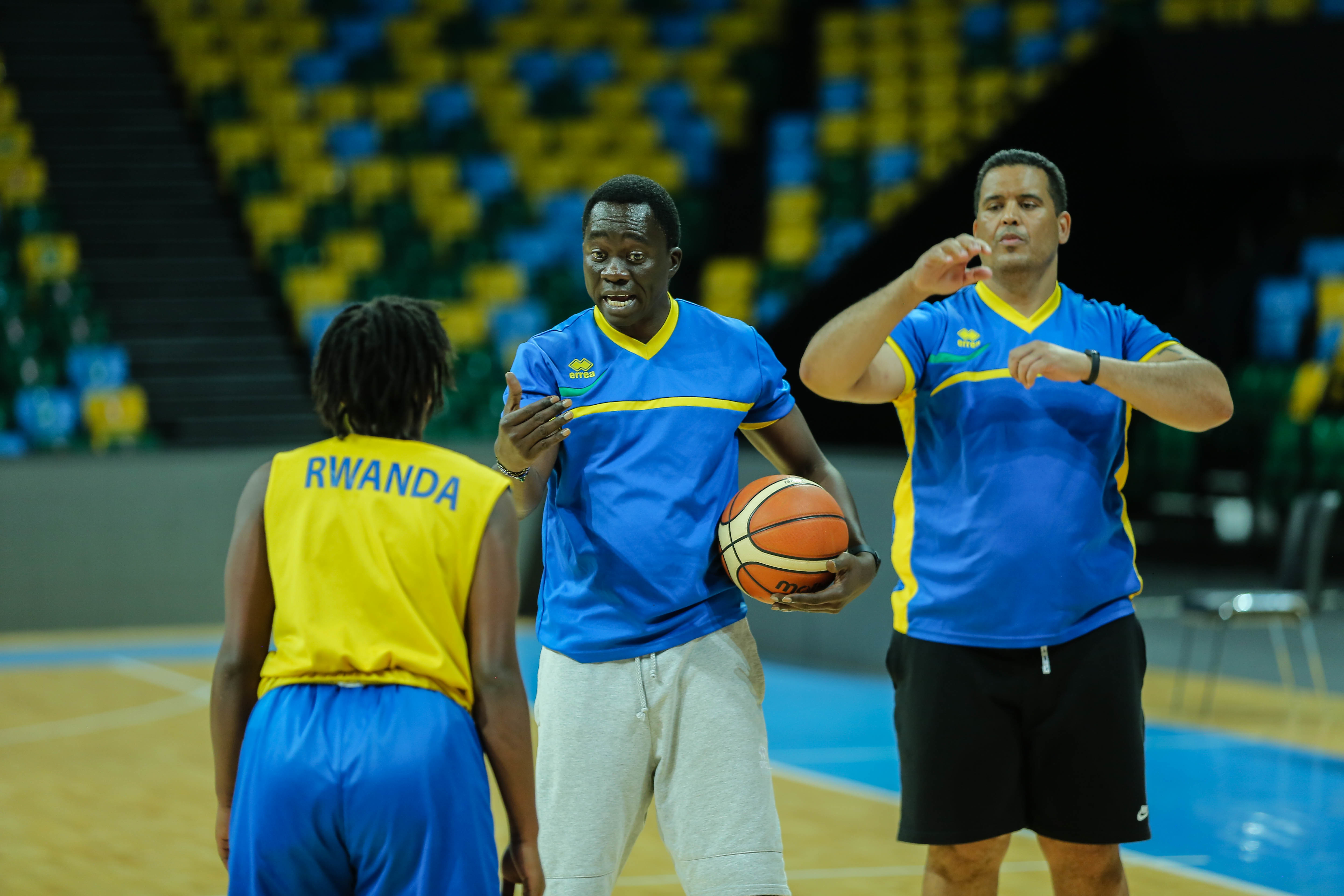 The head coach of the Rwanda national Basketball team Cheikh Sarr during a training session at Kigali Arena. 