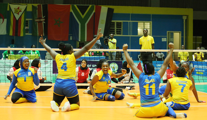 The national womenu2019s sitting volleyball team during a previous match against Egypt. Rwanda is pooled in Group B which also has USA, China, Russia and Rwanda. / Sam Ngendahimana.