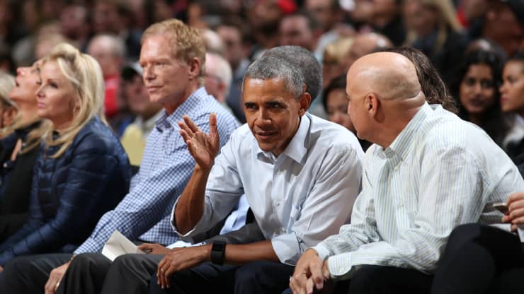 President Barack Obama attends the game between the Chicago Bulls and the Cleveland Cavaliers on October 27, 2015 at the United Center in Chicago, Illinois. 