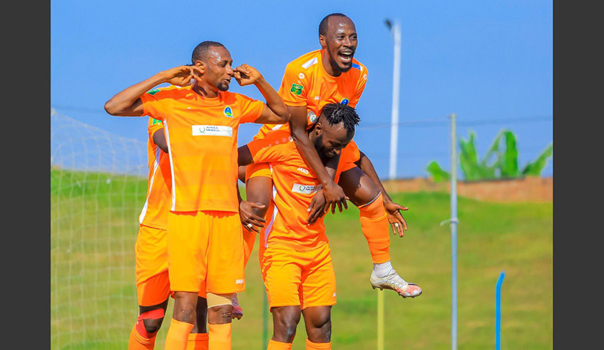 AS Kigali players celebrate a goal in a recent game. / Courtesy.