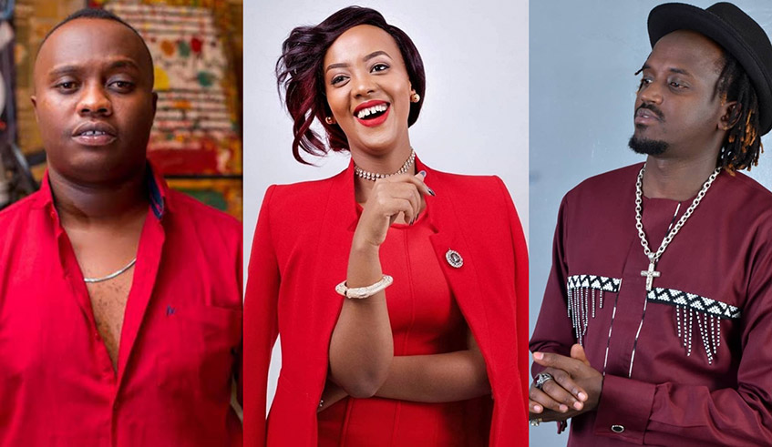 L-R: Singers King James, Knowless Butera and Riderman are some of the richest artistes in Rwanda. / Courtesy photos.