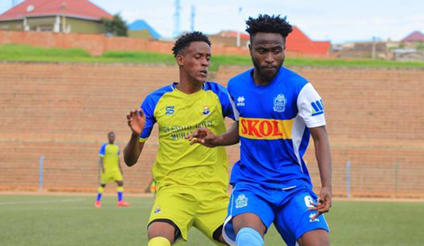 Rayon Sportsu2019Blaise Nishimwe during a league match against AS Muhanga at Muhanga Stadium. / Courtesy.