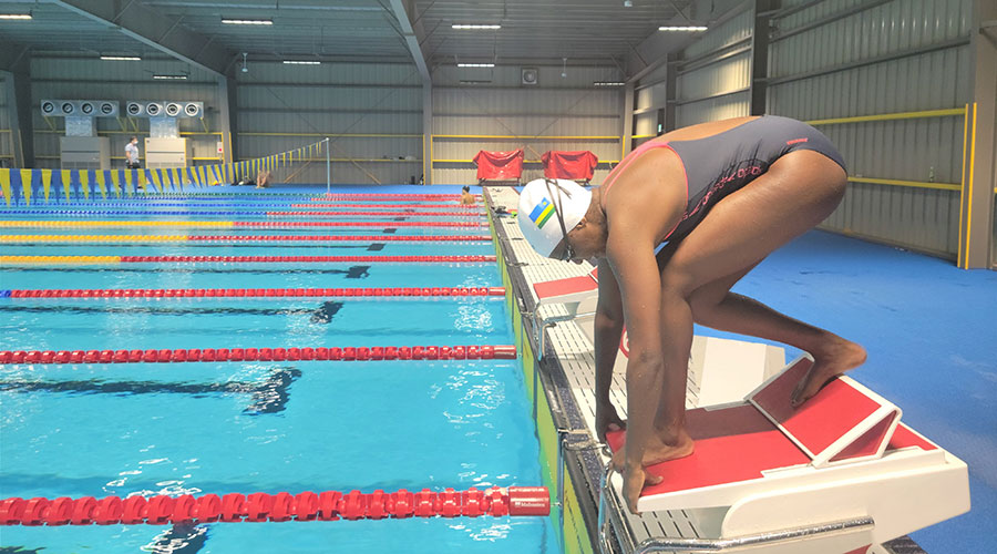 Swimmer Alphonsine Agahozo during a training session in Japan. Rwandan athletes failed to impress during the Tokyo 2020 Olympic games after failing to win a medal. 