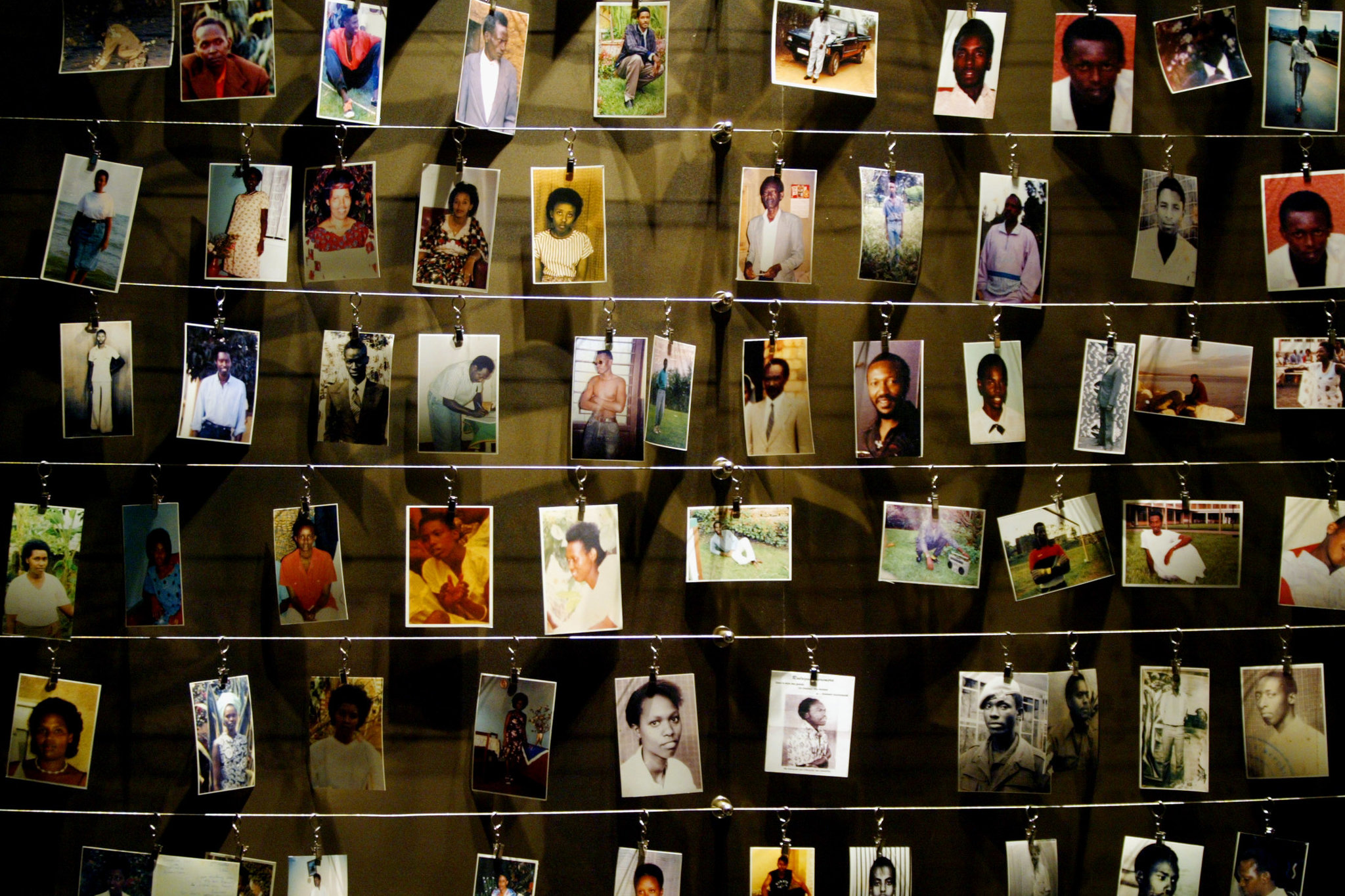 Photos of some of the over one million victims of the 1994 Genocide against the Tutsi, at the Kigali Genocide Memorial. 