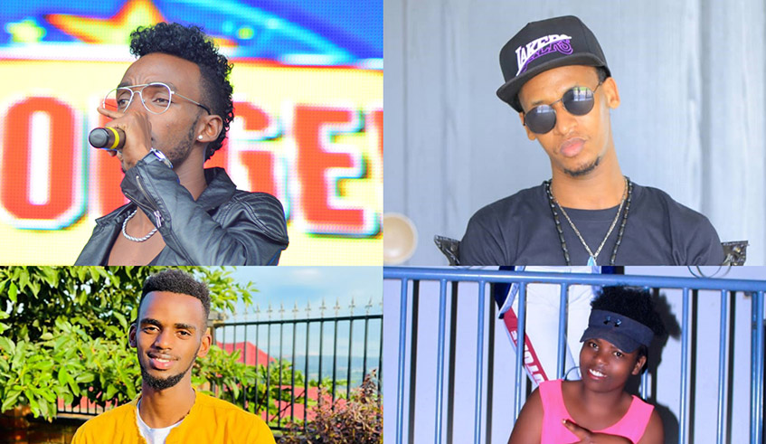 Clockwise: Rappers Danny Nanone, Siti True Karigombe, Marie Rose Gasana and Frank. / Courtesy photos.