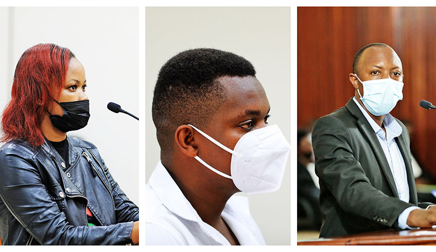 Some of the survivors of FLN attacks. L-R: Alice Kayitesi, Vianney Bwimba and Vincent Nsengiyumva. / Photos: Sam Ngendahimana.