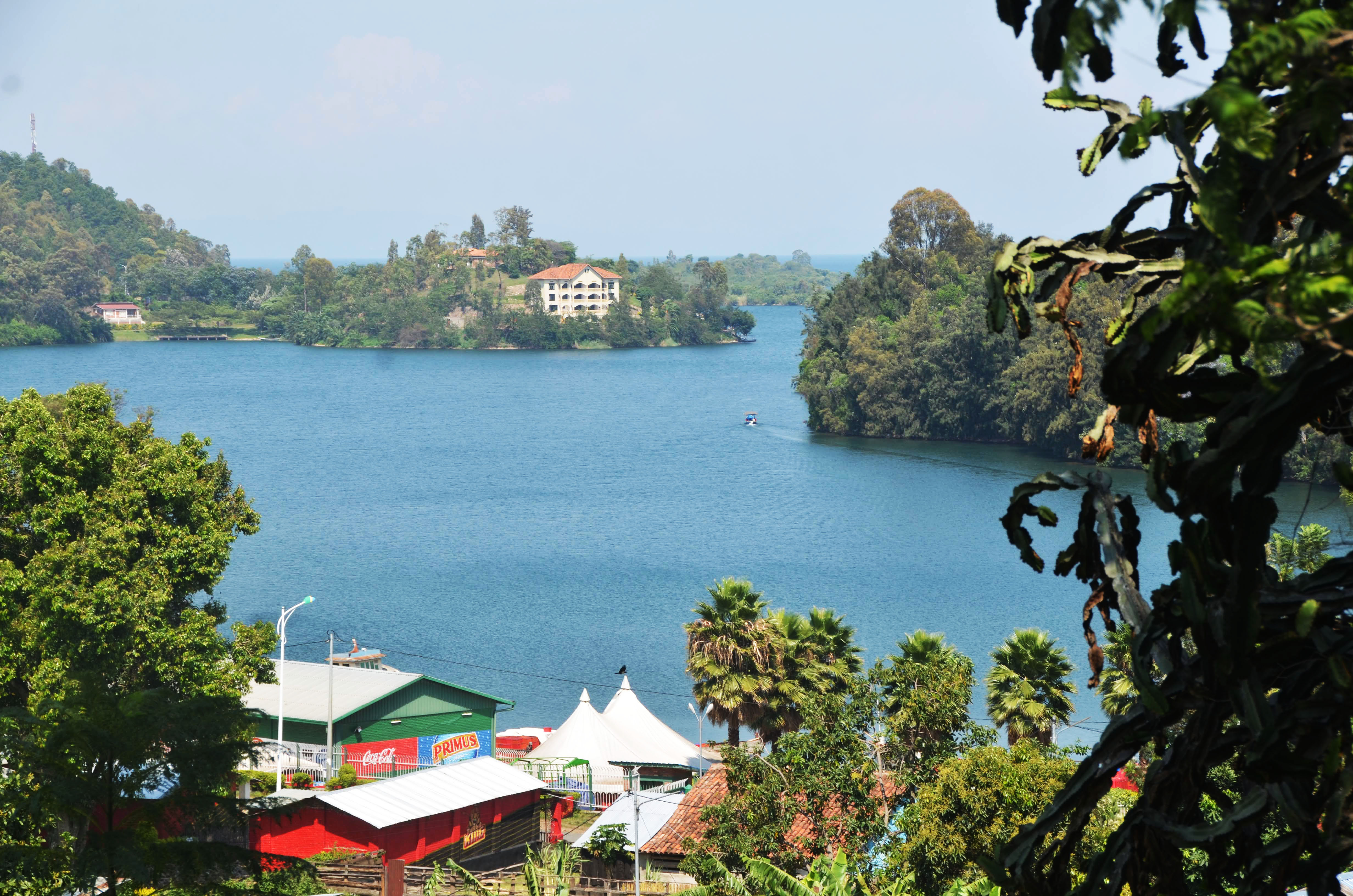 A landscape view of Lake Kivu and some infrastructure on the shores of the lake in Karongi District. Conservation experts have proposed a 'community participatory approach' as a sustainable model that could end the rising encroachment of Rwandau2019s major lakes and rivers buffer zones. 