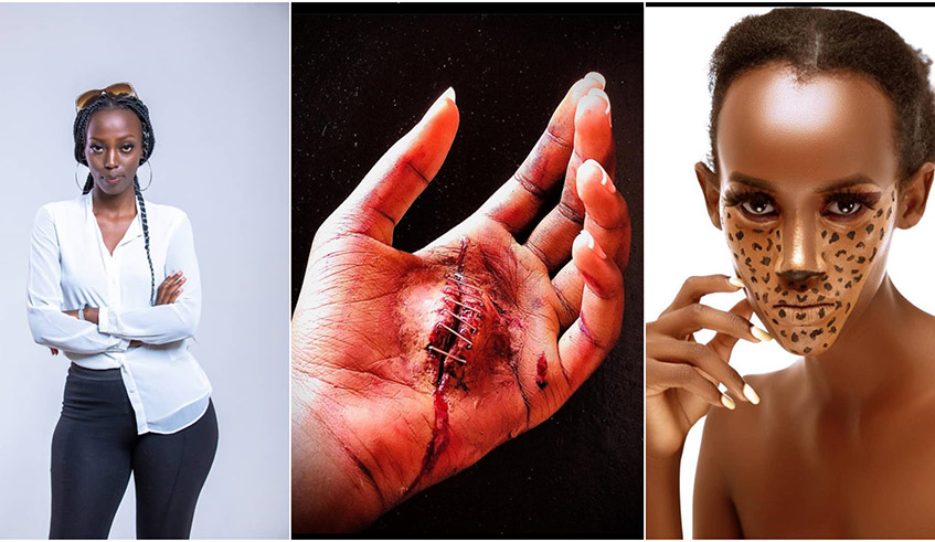 Shaloom Mutabazi (left) and some of her special effects makeup. / Courtesy photos.
