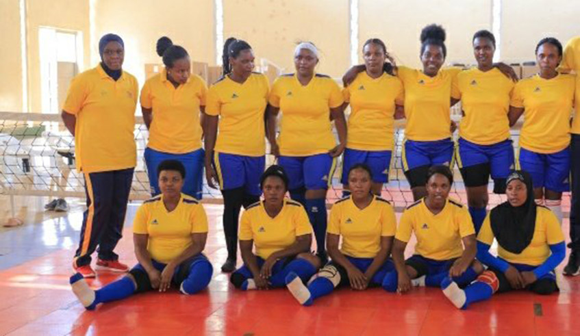 The national womenu2019s sitting volleyball team pose for a group photo after a training session in Tokyo on August 25. Rwanda is drawn in Pool B alongside the United States, China and Russia and will start their campaign against the United States on Friday, August 27. / Photo: Courtesy.