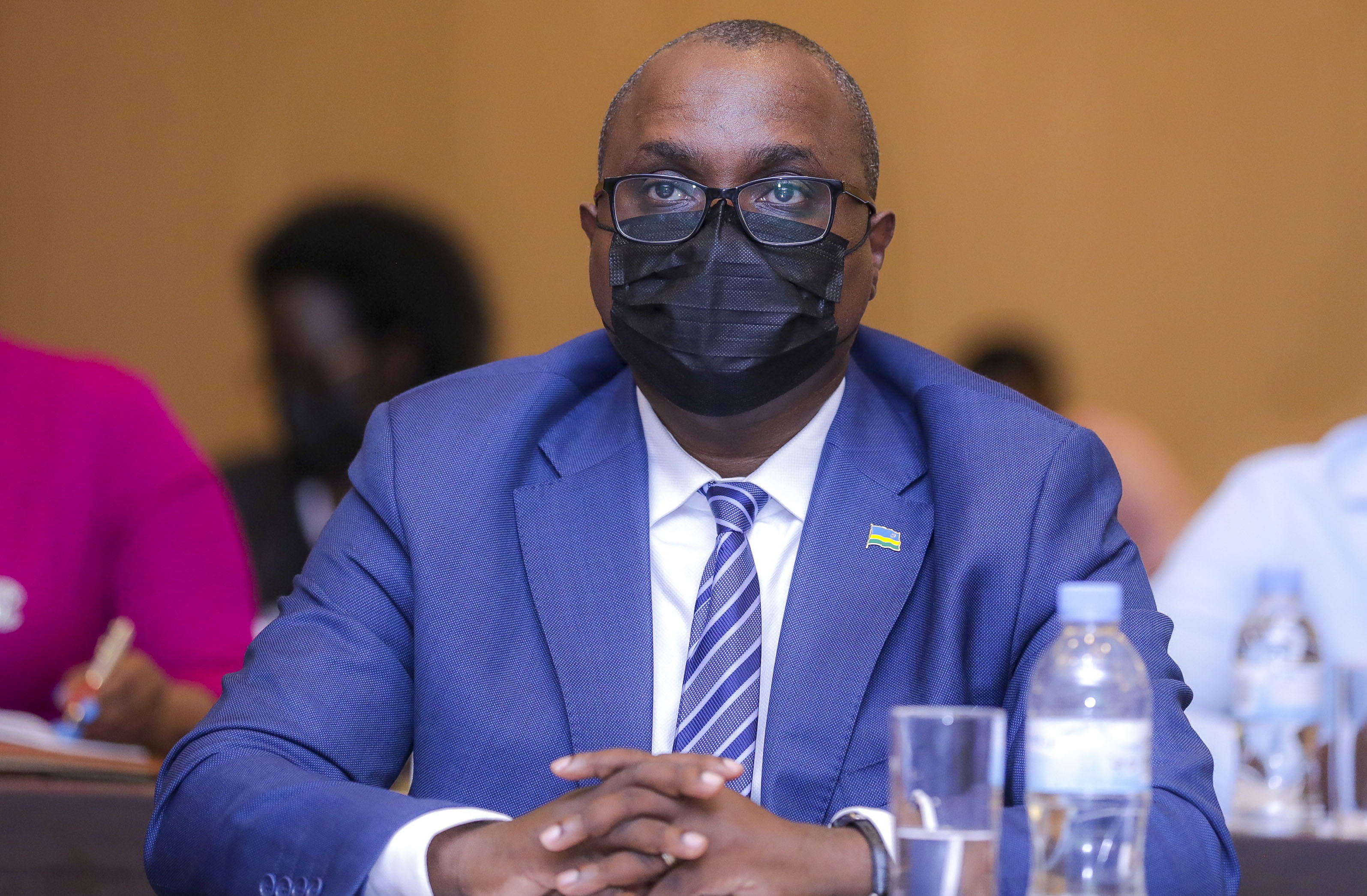 Jean Chrysostome Ngabitsinze, Minister of State at the Ministry of Agriculture and Animal Resources, during a meeting in Kigali recently. / Photo: Courtesy.