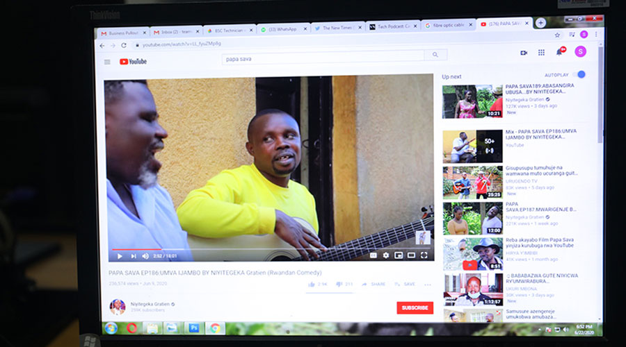 Actor Gratien Niyitegeka ,one of the most famous youtubers in Rwanda. 