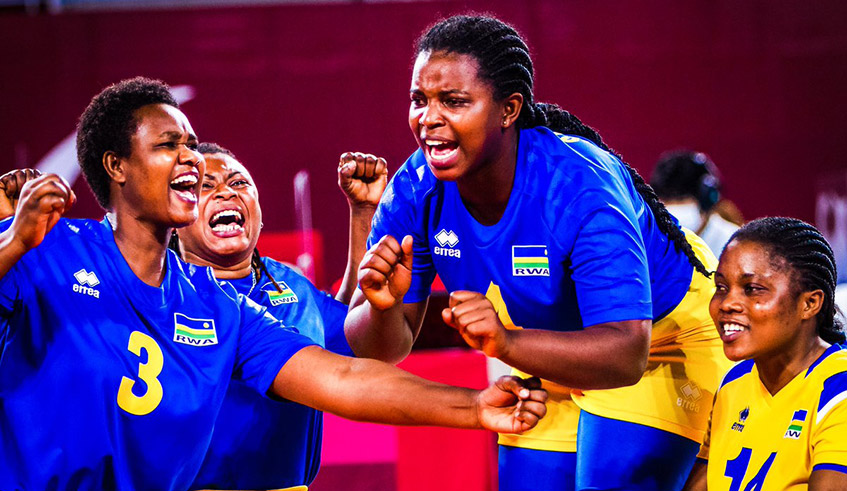 Rwanda womenu2019s Sitting Volleyball team(seen here celebrating) were making their second Paralympic appearance in Tokyo after Rio in 2016. / Courtesy.