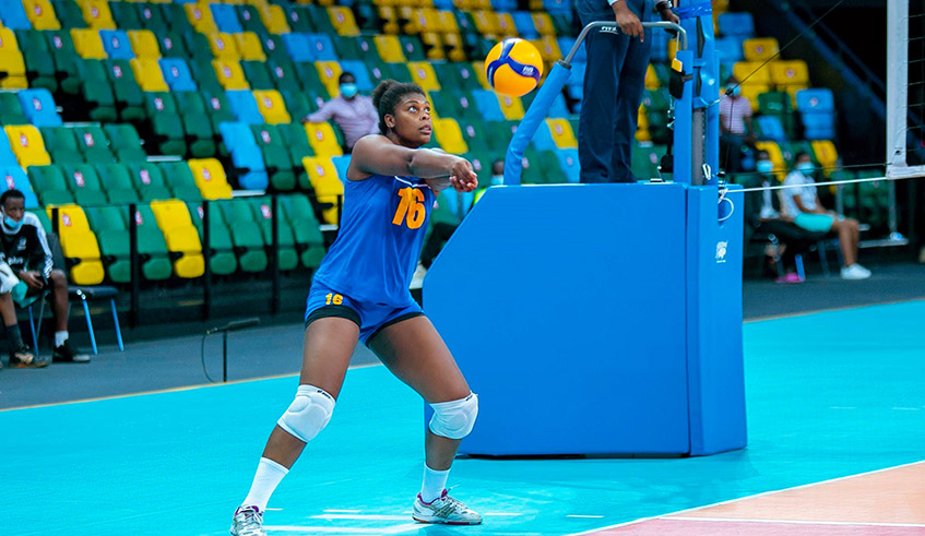 Brazilian born left-attack Moreira Bianca Gomes during a past match. She is one of the players who have excelled for Rwanda at the ongoing Africa Women Volleyball Championships in Kigali. 
