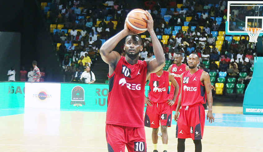 REGu2019s Shyaka with the ball during a past game against Patriots at Kigali Arena. / Photo: Sam Ngendahimana.
