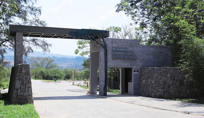 A view of the main gate of Nyandungu Urban Wetland Eco Tourism Park in Kigali on August 18. BÃ©atrice Cyiza, the Director General in the Ministry of Environment in charge of Climate Change, said that in Kigali, there is at least one square kilometre of wetlands which offer potential to be developed as recreational spaces. / Photo: Sam Ngendahimana. 