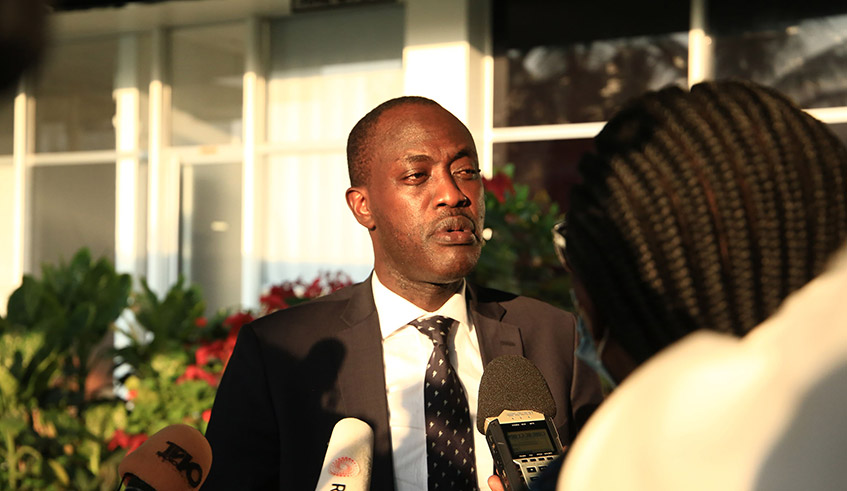 Faustin Nkusi, the Spokesperson of NPPA, speaks to the media after the ruling on Monday, September 20, 2021. / Photo: Sam Ngengendahimana.