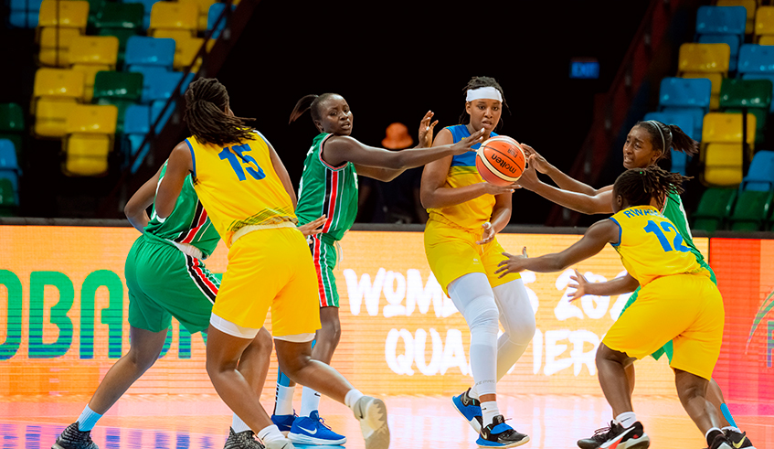 National basketball team players during a match against Kenya at Kigali Arena. / Courtesy.
