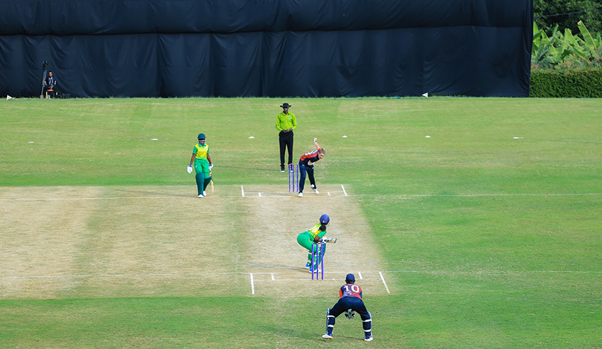 National cricket team players during the game against Namibia. / Dan Nsengiyumva.