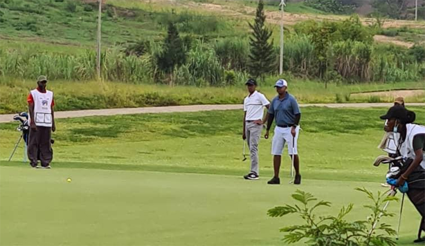 Amateur golfers get involved in a game during a past event at Kigali Golf Club. The venue is, alongside Falcon, hosting the playoffs of the ongoing PMC League. / Courtesy.