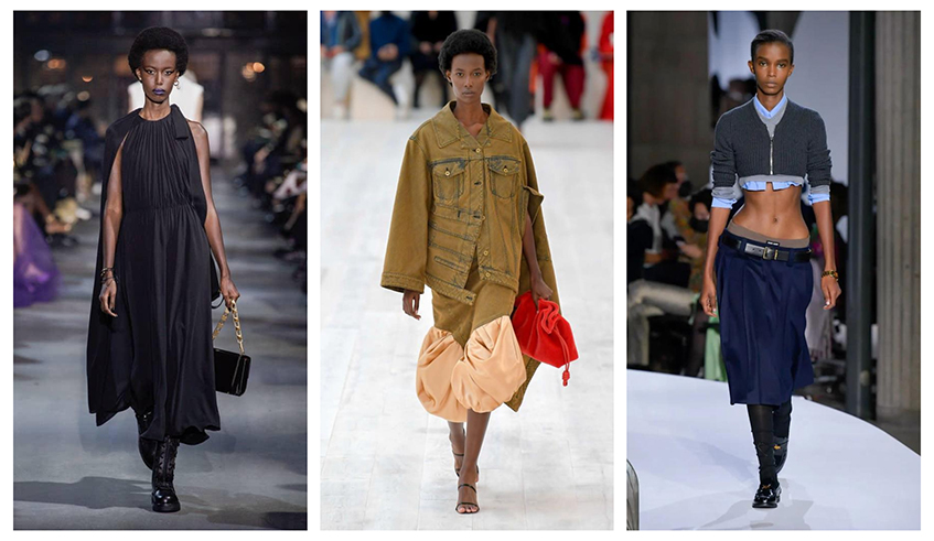 Some of the Rwandan  models that graced the runway at the Paris Fashion Week  recently. / Courtesy  photos.