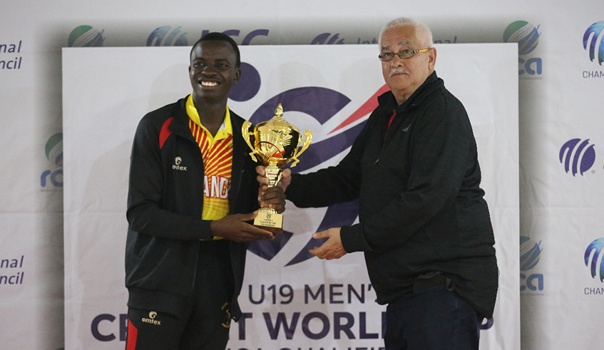 Pascal Murungi (L) was named the player of the tournament as Uganda secured a spot into the 2022 ICC U-19 World Cup in Kigali on Wednesday, October 6. / Photo: Courtesy.