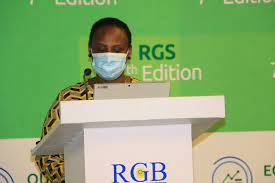 Rwanda Governance Board Chief Executive Officer, Usta Kaitesi, presenting the Rwanda Governance Scorecard last year. File 