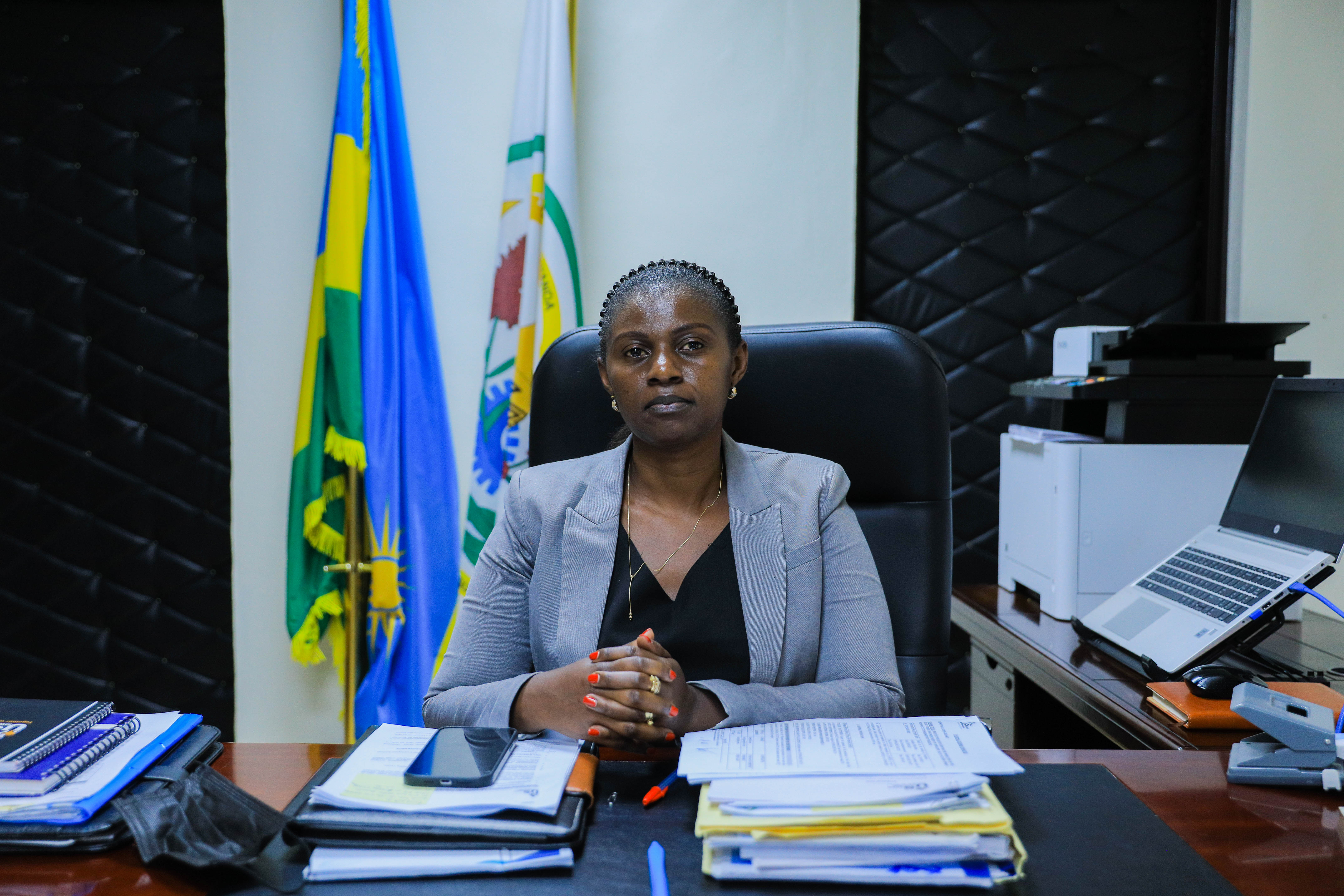 Laurence Uwambaje, Director General of Umwalimu SACCO, during the interview on October 1, 2021. 