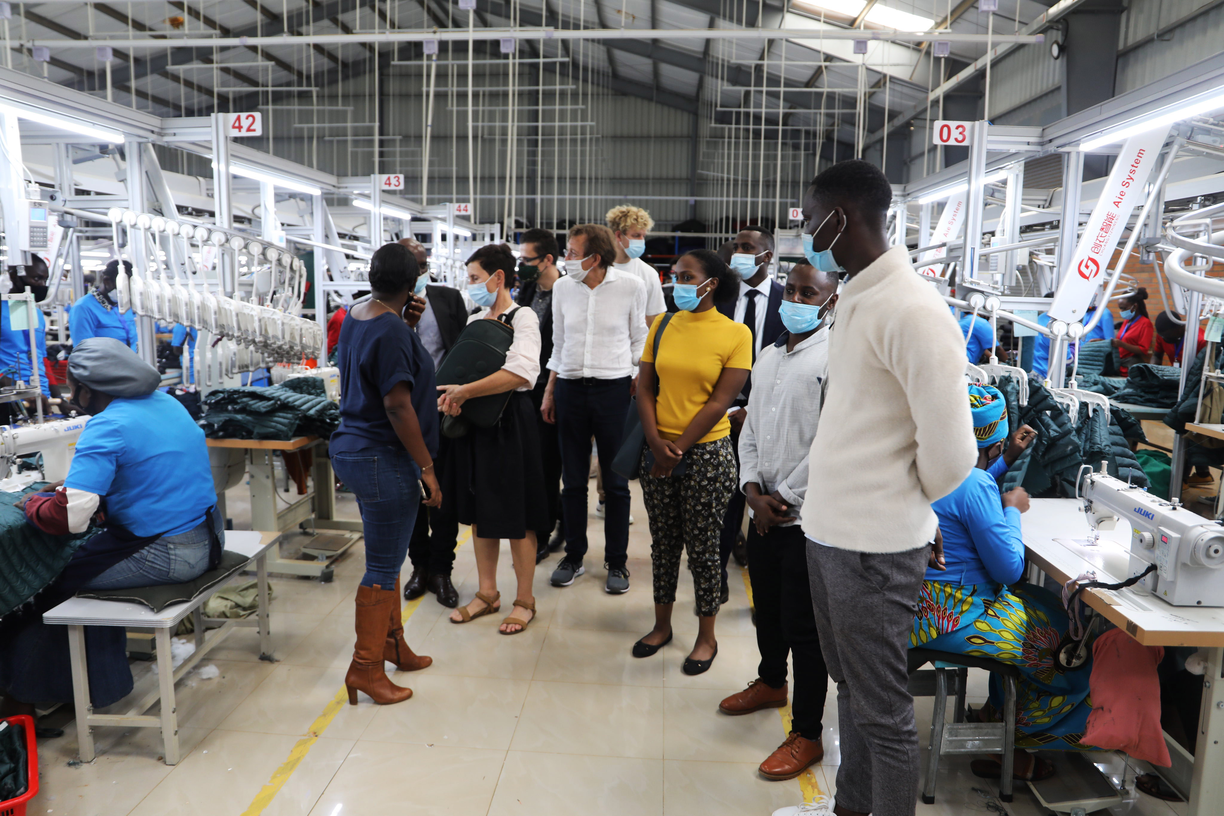 Belgian investors tour at Pink Mango C&D garment factory at Kigali Special Economic Zone on October 11. 
