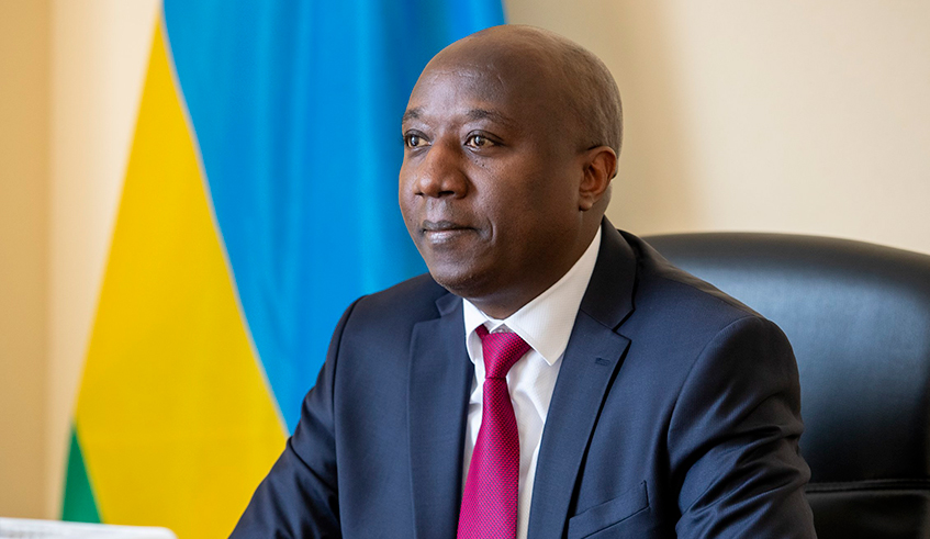 Prime Minister Edouard Ngirente speaks at the Macroeconomic and Financial Management Institute of Eastern and Southern Africa (MEFMI) Combined Forum in Kigali on October 11. / Courtesy