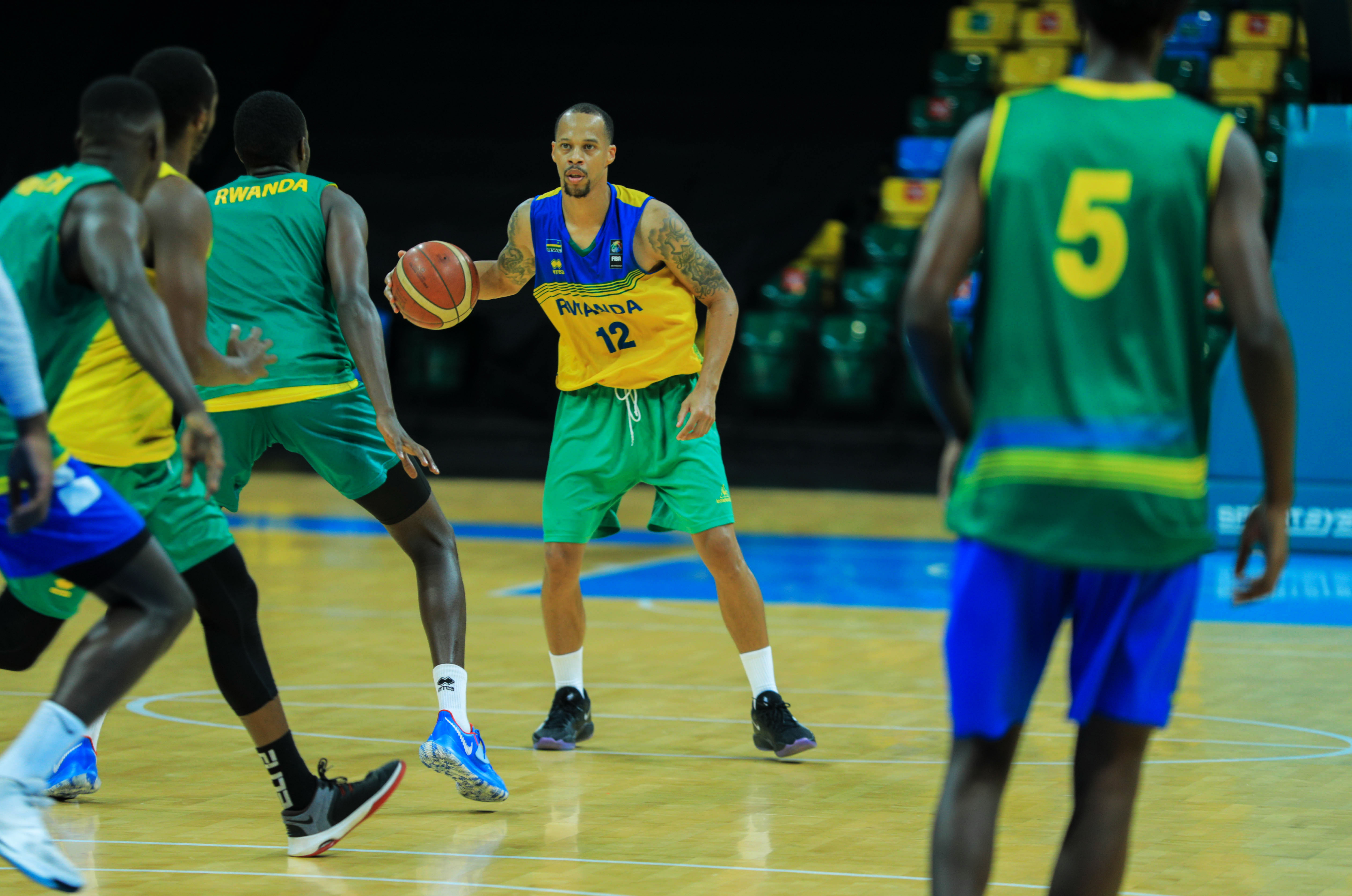 Rwanda's shooting guard Kenneth Gasana with the ball during a training session at Kigali Arena on February 8. 