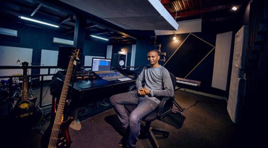 Gospel singer Fabrice Nzeyimanau2019s recording studio is one of the many that opened recently. Courtesy  photo.