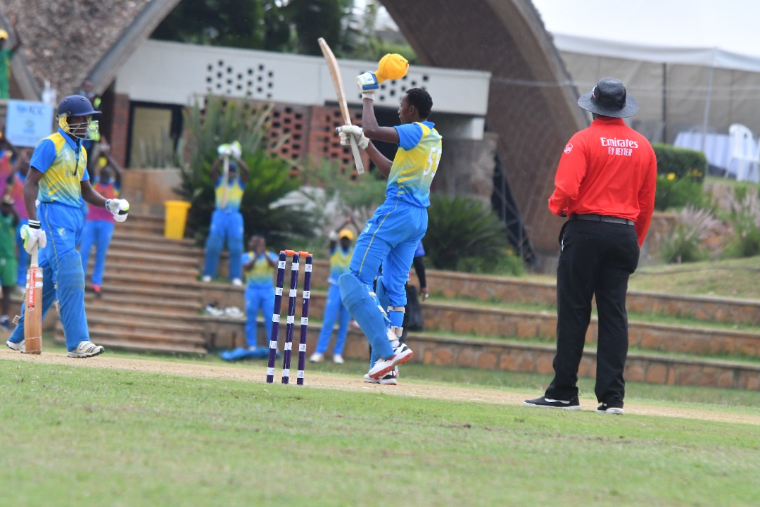 Orchide Tuyisenge's (#55) century inspired Rwanda to a 78-run victory over the Seychelles on Tuesday. 