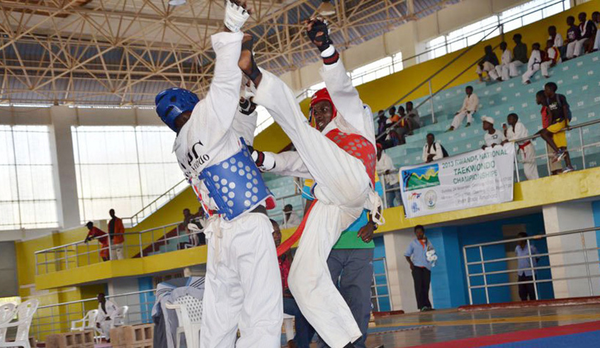 Taekondo players during a past competition at Amahoro indoor stadium. The Ambassadoru2019s Taekwondo Cup tournament 2021 will take place from October 23-24. / Photo: File.