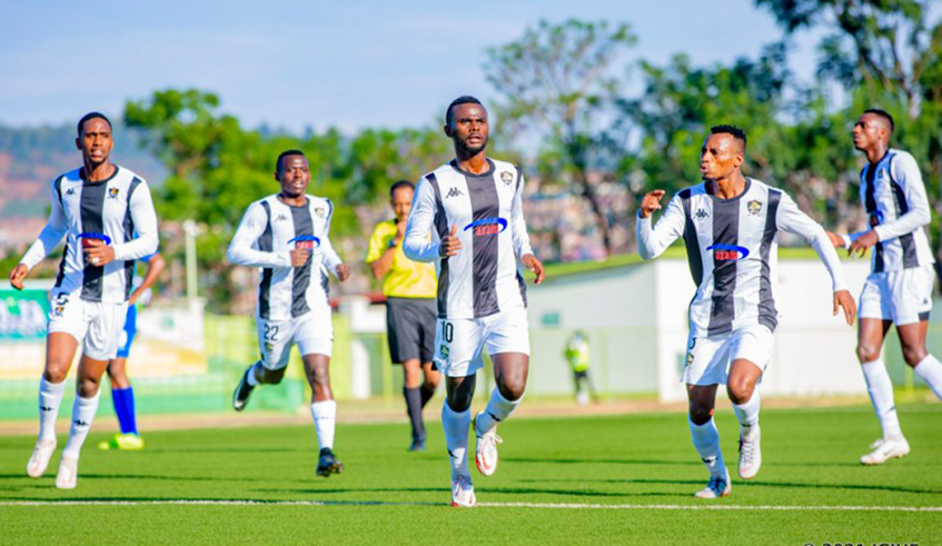 Djabel Manishimwe (#10) celebrates after scoring an equalizer for APR during the first-leg at Kigali Stadium on Saturday, October 16. / Photo: Courtesy.