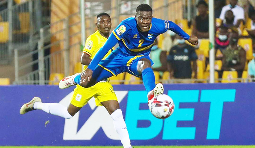Amavubi left back Emmanuel Imanishimwe in action during CHAN 2020. Imanishimwe played the whole match for FAR Rabat as they exited the CAF Confederations Cup following a 2-1 defeat. / Sam Ngendahimana.