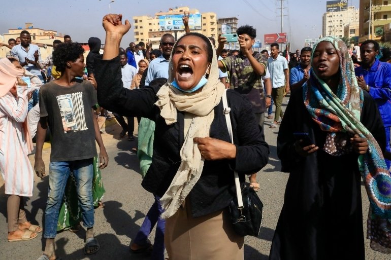 Protesters poured into the streets of Khartoum and its twin city of Omdurman following the early morning arrests of Prime Minister Abdalla Hamdok and other senior officials. 