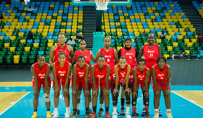Rwanda Energy Group Women basketball club pose for a group photo before their game against IPRC. / Photo: Dan Nsengiyumva.