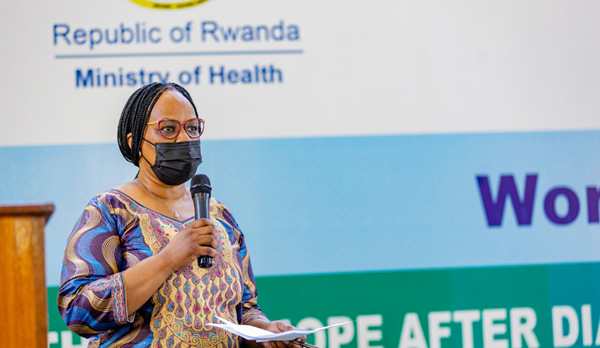 Dr Yvonne Kayiteshonga, Mental Health Division Manager at RBC addresses the event to mark the World Mental Health Day on Thursday, October 28
